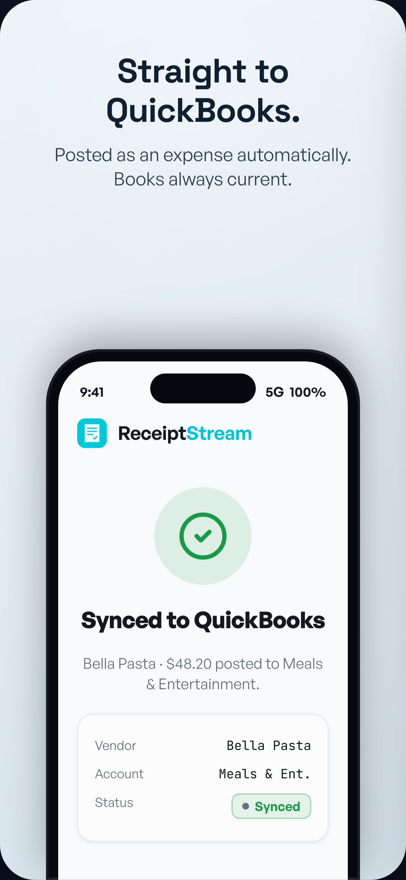 The expense posted to QuickBooks Online